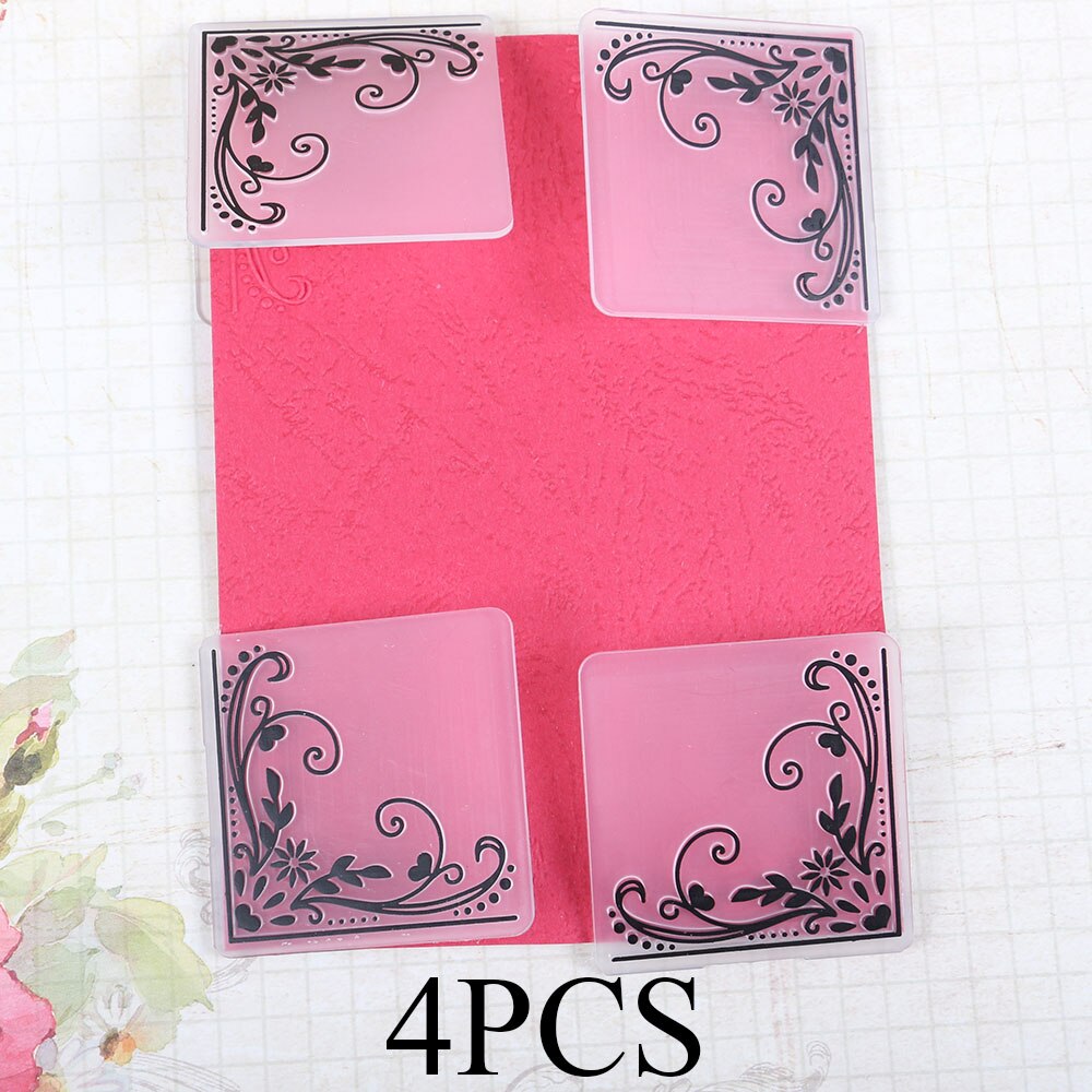 Patrón de la gloria de la mañana 3D flores en relieve carpetas para bricolaje álbum de recortes papel tarjeta de plástico en relieve plantilla: 4pcs lace