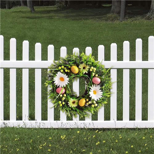 Pasen Zonnebloem Plant Garland Bunny Ei Kunstmatige Rotan Kransen Bruiloft Kerst Muur Deur Opknoping Hanger Woondecoratie