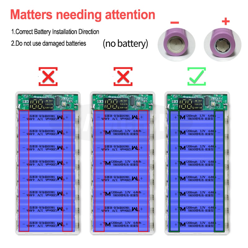 8*18650 Dual Usb Power Bank Batterij Box Shell 5V/2A 10W Snel Opladen Diy Charger case Voor Iphone Samsung Met Pakket