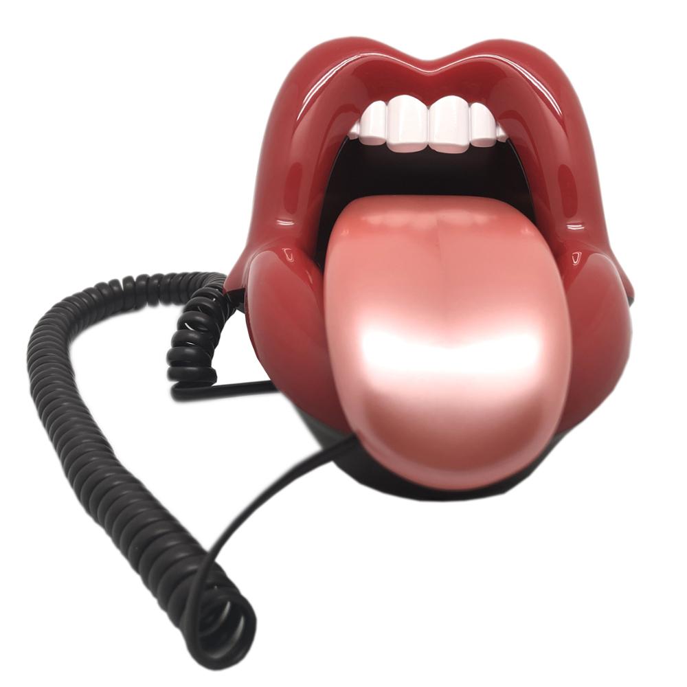 Lips Telephone Novelty Rose Red Mouth Lip Shaped Phone Landline Cute Desk Corded Phone for Home Hotel Office Decoration: Default Title