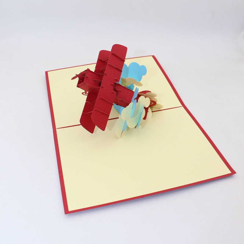 3D Handgemaakte Twee Vleugel Burgerluchtvaart Vliegtuig Vliegtuig Papier Uitnodiging Wenskaarten Postkaart Business Kids Party