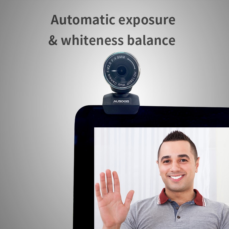AUSDOM-caméra PC AW615, Webcam HD 2.0x1920 P, avec système de suppression de bruit, avec USB 1080, pour appels vidéos en ligne