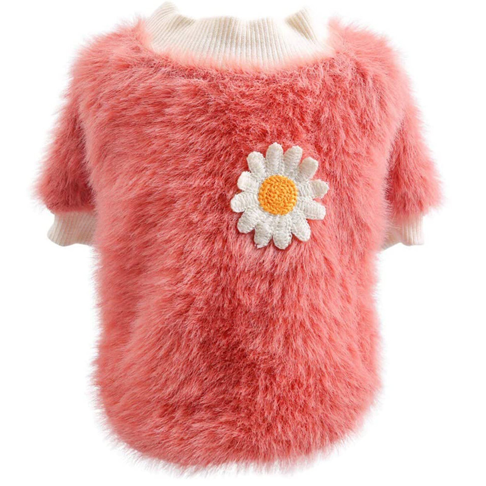 Transer Daisy Bloem Kleine Hond Winter Kleding Zachte Warme Pluche Hond Trui Hond Kleding Teddy Jas 211: Pink  / L