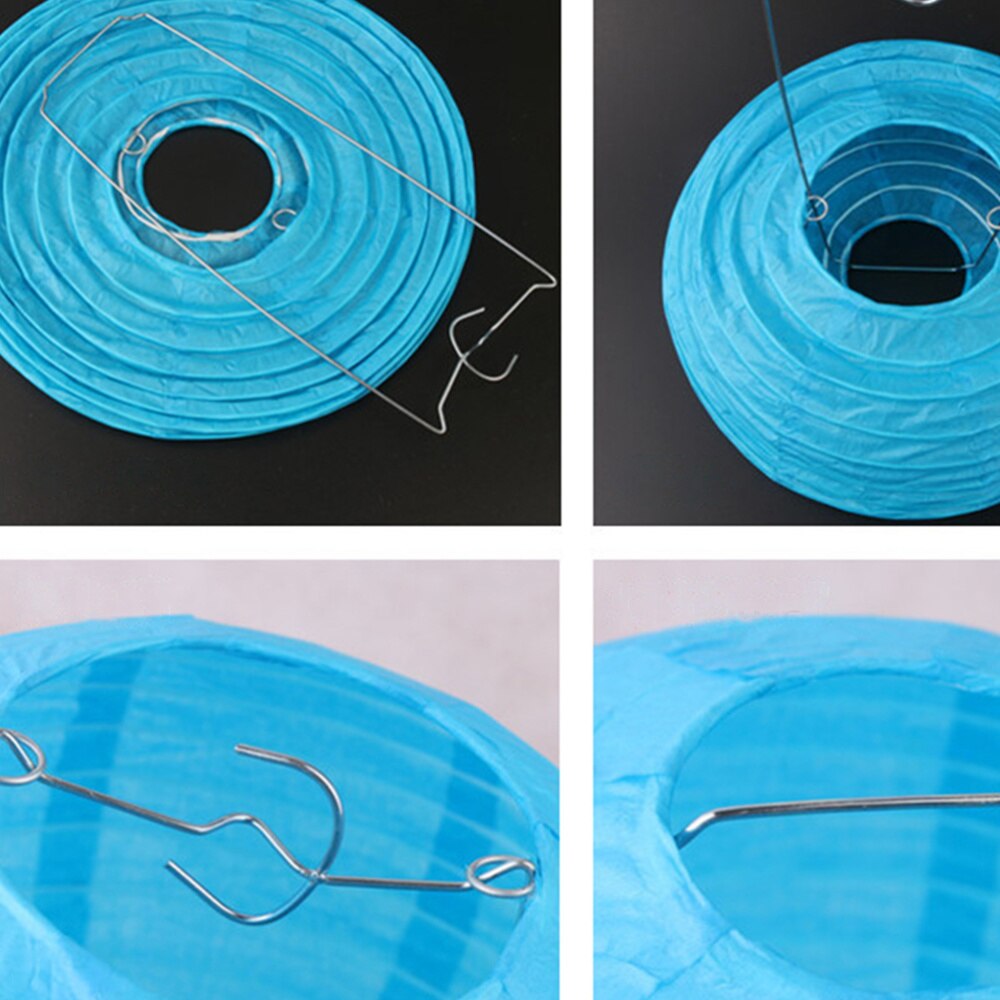 6pcs 20cm Paper Lantern Round Foldable Hanging Lantern Wedding Scene Decoration Hanging Lamp Layout Prop (Red and Blue)