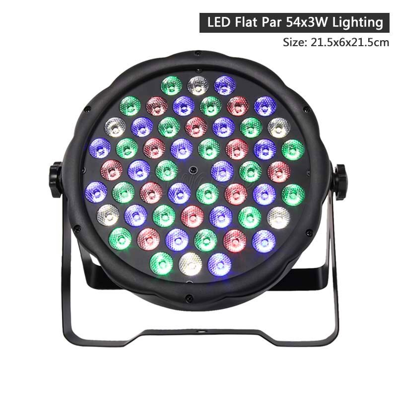 Djworld-luz Par LED plana RGB de 54x3W, iluminación estroboscópica de Color DMX 512, efecto de escenario para Dj, , discoteca, boda, Bar, escenario, , TV: Enchufe europeo