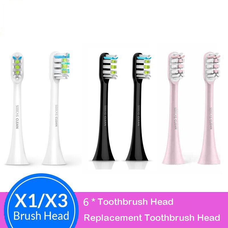 Soocas X3U X3 X5, cabezales de repuesto para cepillo de dientes Xiaomi Mijia X3U V1, cabezal de cepillo de dientes, original, Sónico, eléctrico: 6Pcs Mixed Color