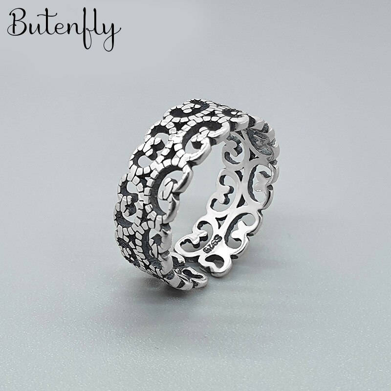 Persoonlijkheid Gothic Vintage Holle Patroon Ringen Voor Vrouwen Bridal Wedding Engagement Punk Verstelbare Antieke Ringen Rock Sieraden