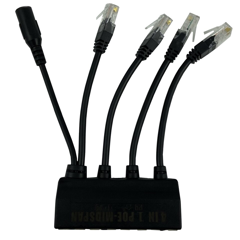 PoE 4 In 1 PoE Midspan Splitter Power Over Ethernet 10/100Mbps 2A DC 5V 12V 24V 48V 52V Tape Screened For IP Camera