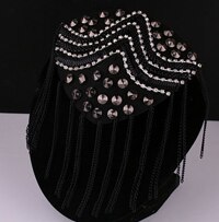 Retail & 2pcs/pair Brand Silver Gold Black Spike Rhinestone Tassel Epaulet Badge Party Decoration: black