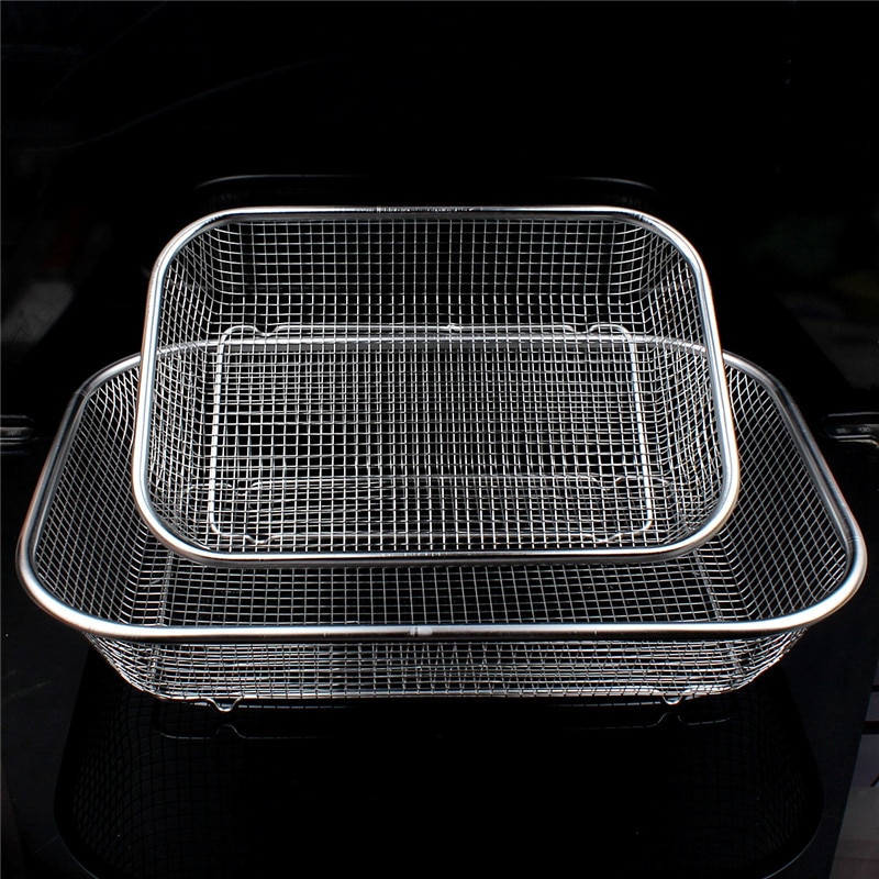 Colador rectangular cuadrado de acero inoxidable para lavar vegetales y frutas, utensilio de cocina, fregadero, cesta de lavado