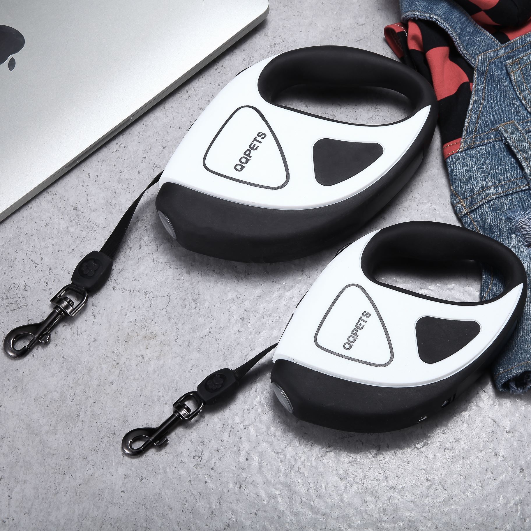 Hondenriem automatisch intrekbaar, led-lichtgevend, rekbaar, nylon hondenriem, lange hondenhand, touw voor middelgrote en grote honden.