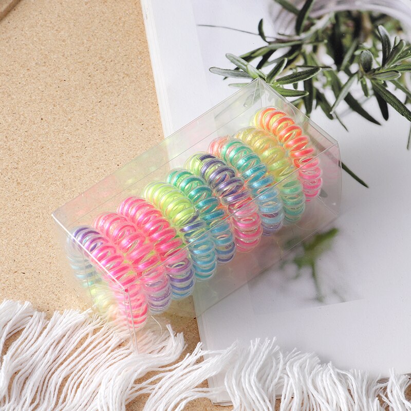 9pcs Elastic Hair Bands Colorful Spiral Hair Ties Telephone Wire Hair Accessories Girls Elastic Hair Bands Headband: style-13