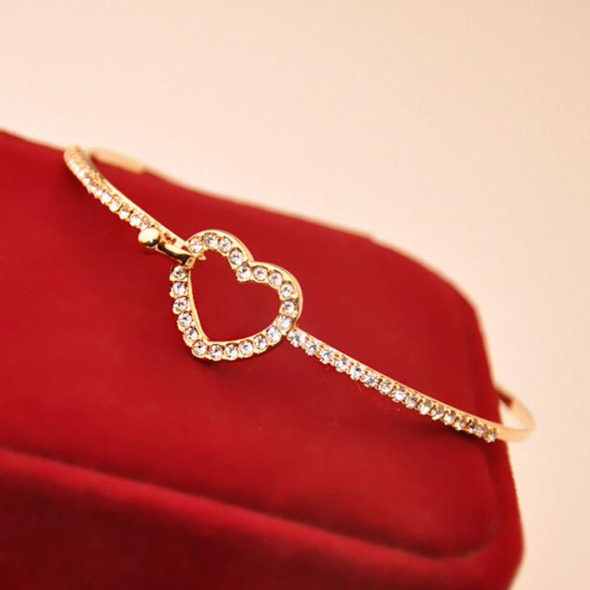 ¡Superventas! brazaletes Retro de para mujer, brazalete de oro con diamantes de imitación, brazalete de corazón, brazalete, joyería Drosphipping Jun8