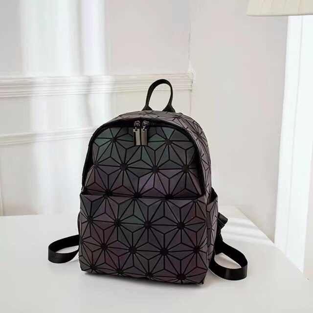 Holographic Luminous Rhombus Geometric Bag Cool Colorful Portable Diagonal Backpack: Style2