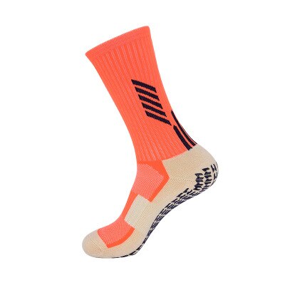 Unisex skridsikker fodbold skridsikre sportsstrømper fodbold atletisk sport afslappet skridsikker voksne medium korte sokker: Orange