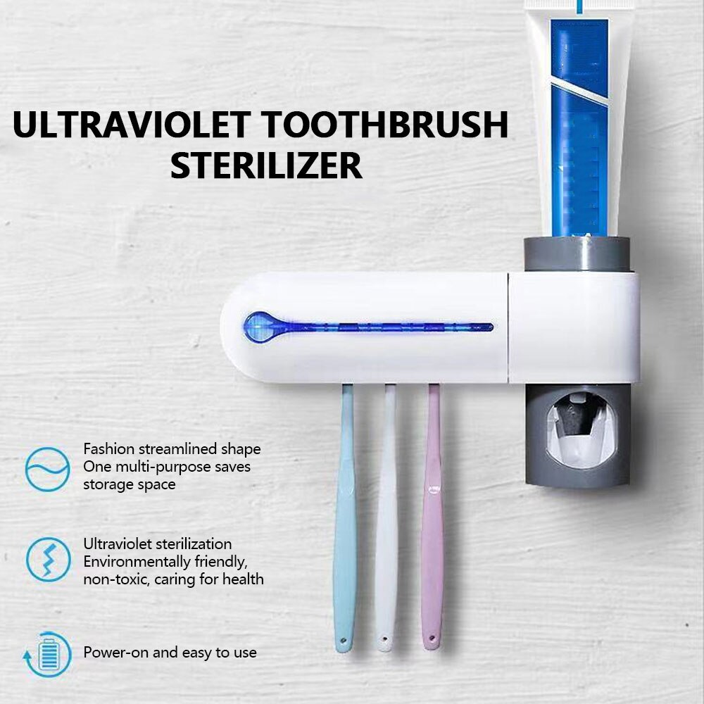 Accesorios de baño, soporte para cepillo de dientes, dispensador automático de pasta de dientes, soporte para montaje en pared, estante, utensilios para el baño, 1 Juego