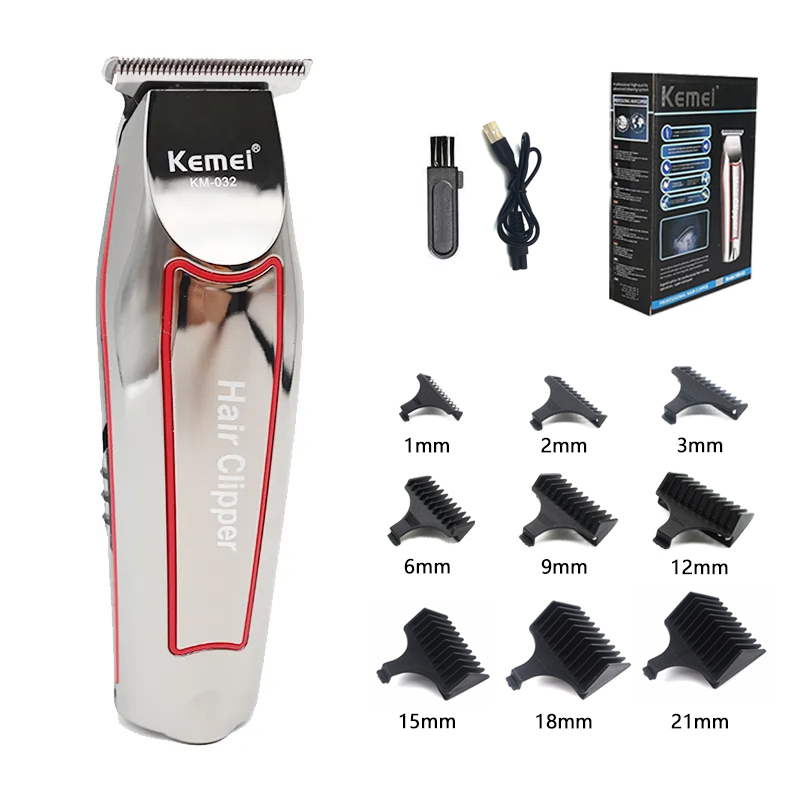 Kemei KM-032 Macchina per tagliare i capelli professionale toelettatura rifinitore per uomo Finitura Taglio di capelli senza fili clipper Rasoio elettrico Barba: bianca