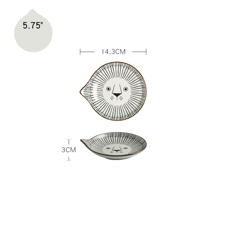 Assiettes en forme de larme en céramique de Style japonais ensembles de vaisselle de fruits dessin animé mignon motif de chat chanceux: 5.75 E
