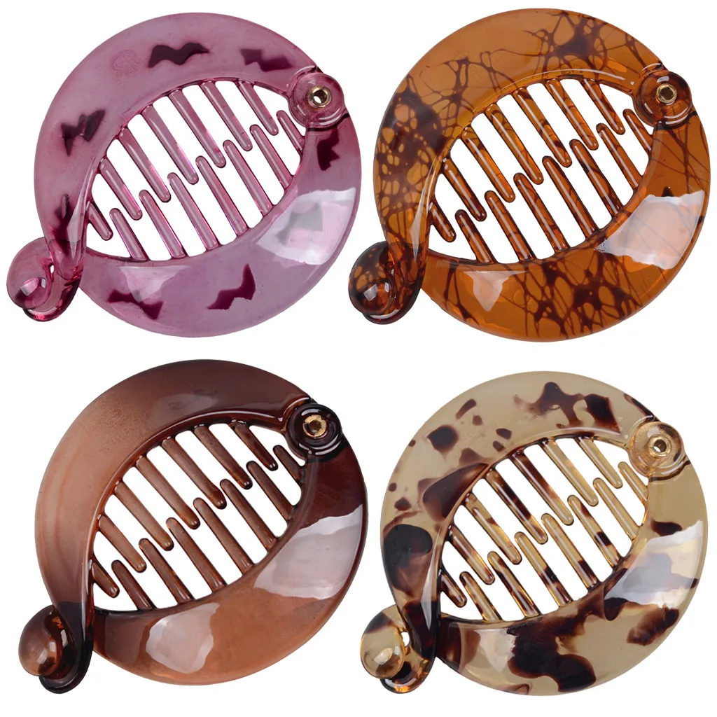 Pinzas para el pelo con forma de pez de tamaño pequeño, soporte para cola de caballo para mujeres y niñas, pinzas de plátano, cangrejos, accesorios para peinados en negro y marrón