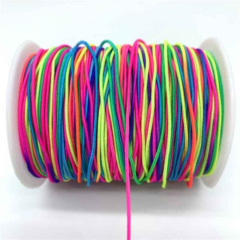 Cinta elástica redonda de arcoíris para costura, banda de goma para la cintura, cuerda elástica, 5 yardas/lote, 1mm
