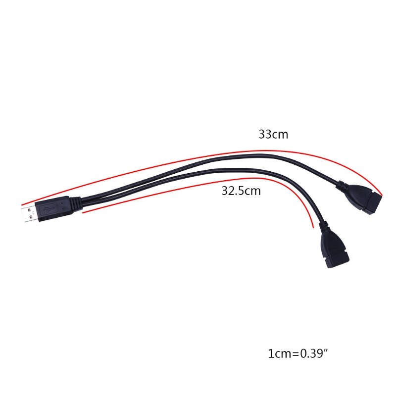USB 2.0 Type A 1 Male To 2 Female Y-Splitter Data Sync Charging Extension Cable