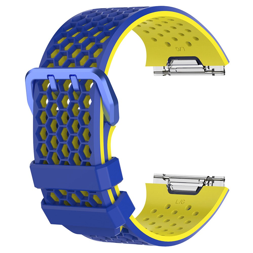 Bracelet de montre tschick pour fitbit ionic, bracelet de sport en silicone, bracelet de remplacement pour fitbit ionic: Bleu jaune / Petit