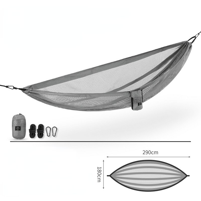 Naturehike-hamaca de malla transpirable para exteriores, columpio doble antideslizante para acampar, a prueba de lágrimas, ultraligero: Grey Double