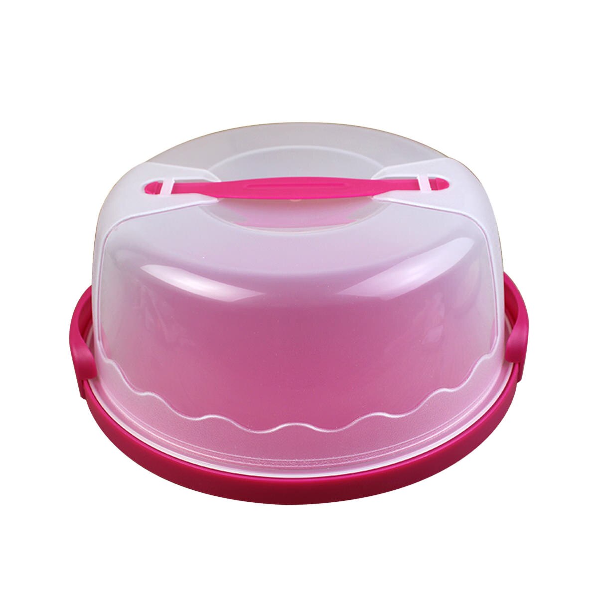 Caja de almacenamiento de pastel de plástico colorido de 10 pulgadas recipiente para pasteles contenedor de silicona caja de transporte portátil para accesorios de cocina para magdalenas: Pink