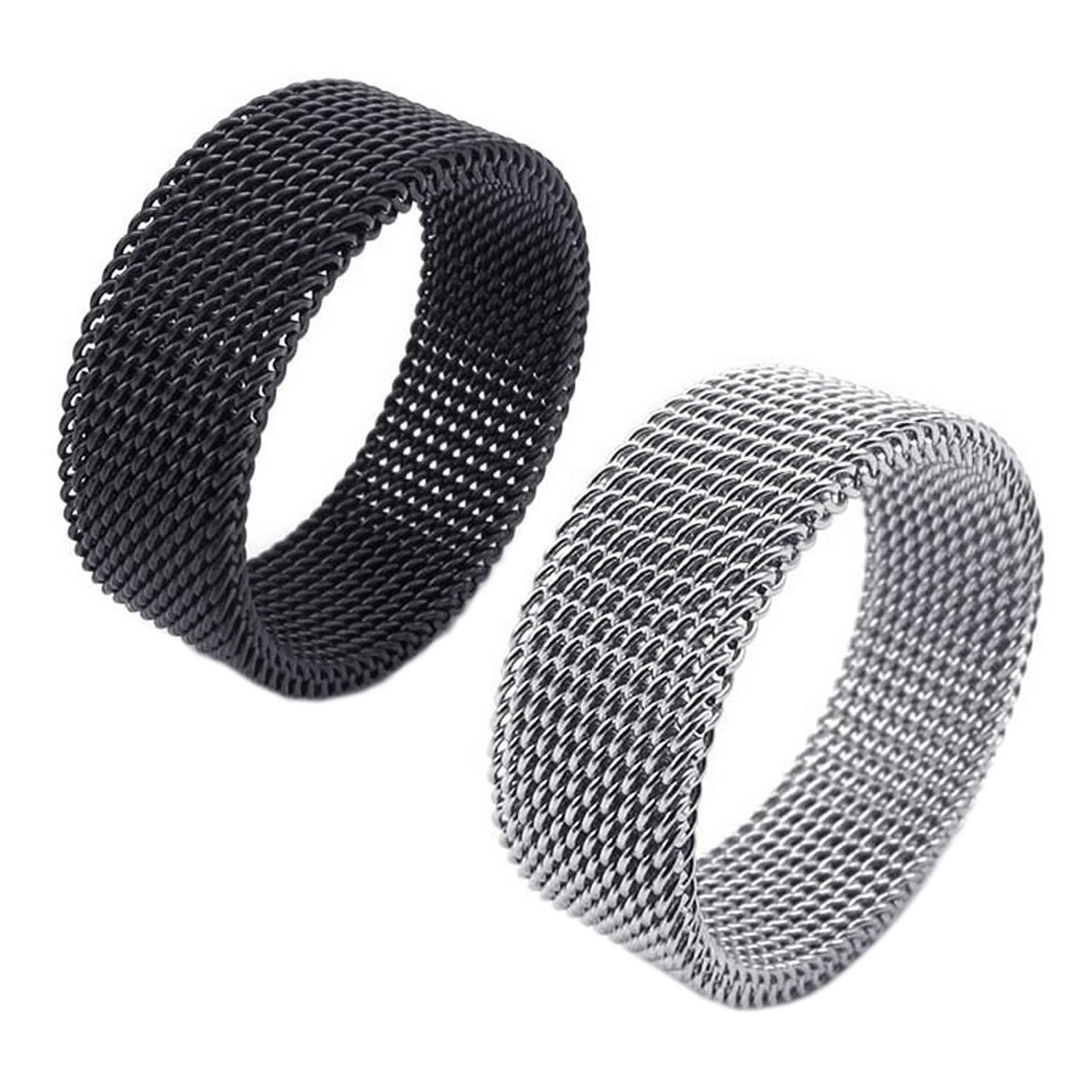 Sieraden Heren Ring, Vrouwen Ring, Rvs, Flexibele Zeef Mesh Band Ring, zilver-Gr. 62 (19.7Mm)