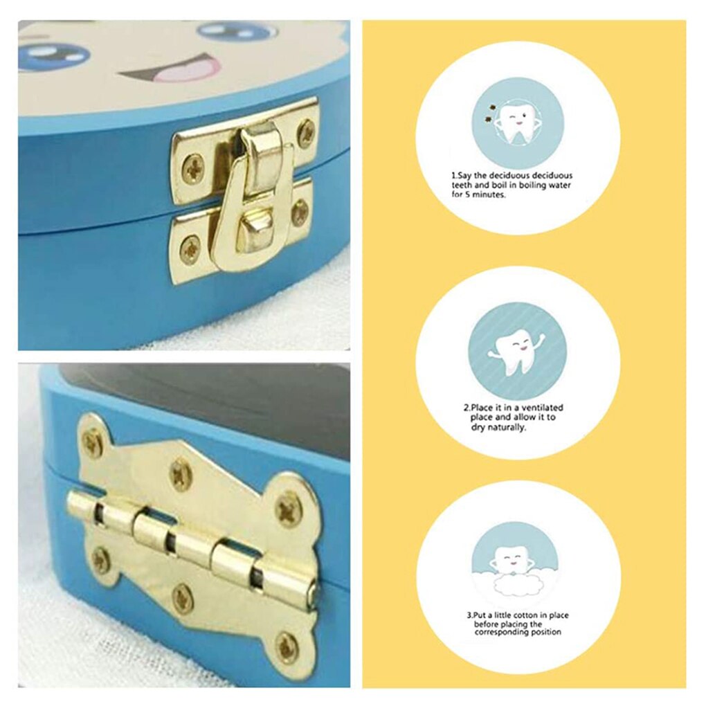 Baby Tooth Box English /Spanish /Portuguese/Russian Milk Teeth Organizer Storage Boys Girls Souvenir Tooth Organizer Box