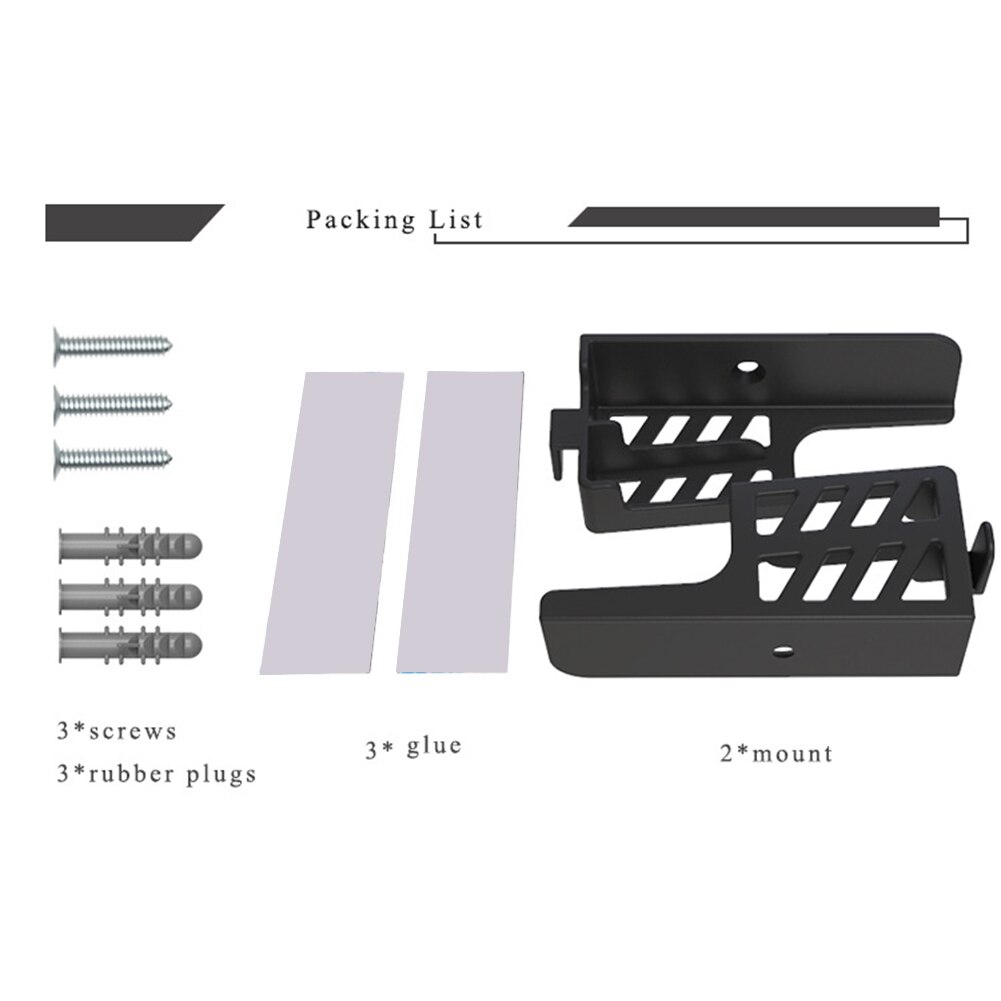 2pcs Adjustable Wall Mount Tablet Holder Universal Phone Frame Stand Bracket Bedroom Storage Support Accessory: Black