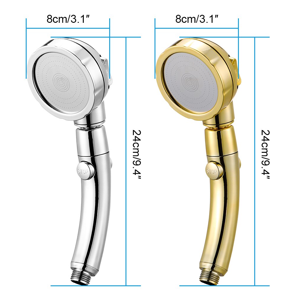 360 Degrees Rotating Adjustable Water Saving Shower Head Three Mode Shower Water Pressure Shower Head with Water Control Button