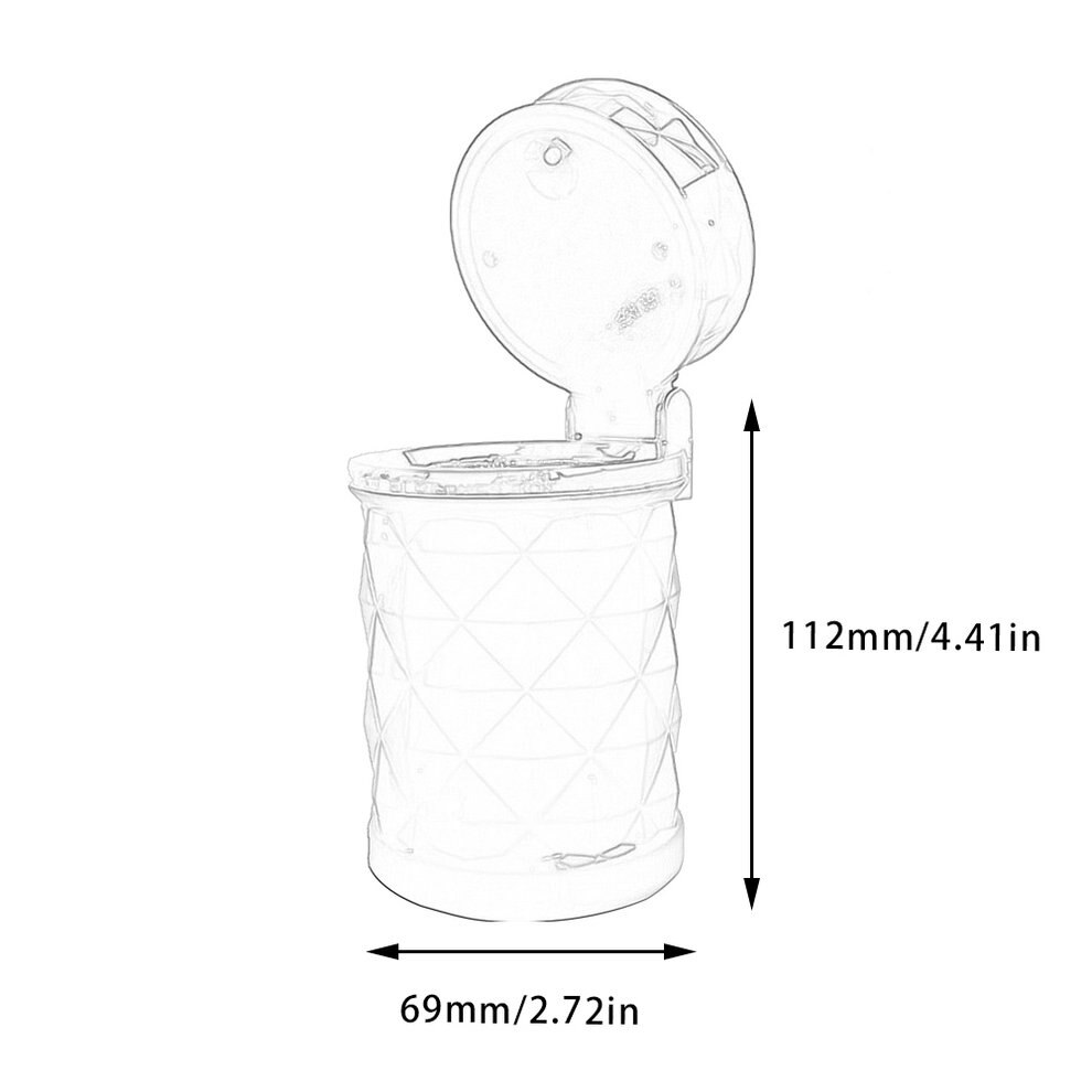 Auto-asbak met diamantslijpsel, auto-asbak met led-verlichting