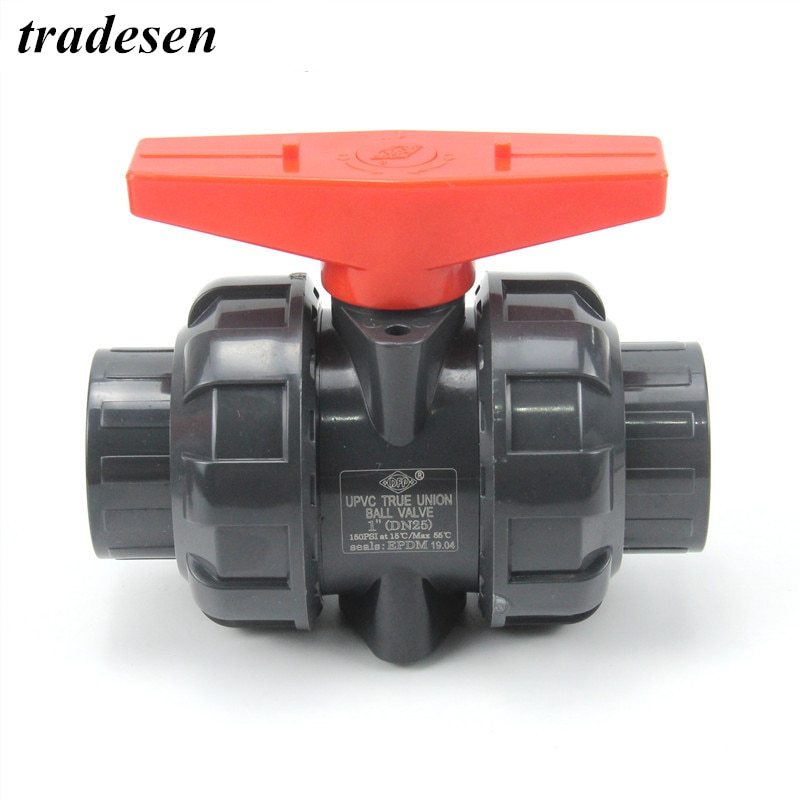 1pc Inner Dia20mm 25mm 32mm 40mm 50mm PVC Ball Valve Union Valve PVC Water Pipe Connector Plumbing Hose Fittings Slip Shut Valve