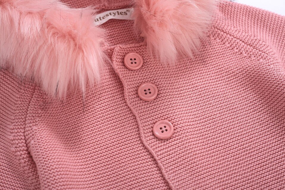 Pettigirl Autumn Winter Kids Sweaters And Coat Detachable Faux Fur Hoodied Cotton Yarn Baby Boys Girls Coat Children Outwear