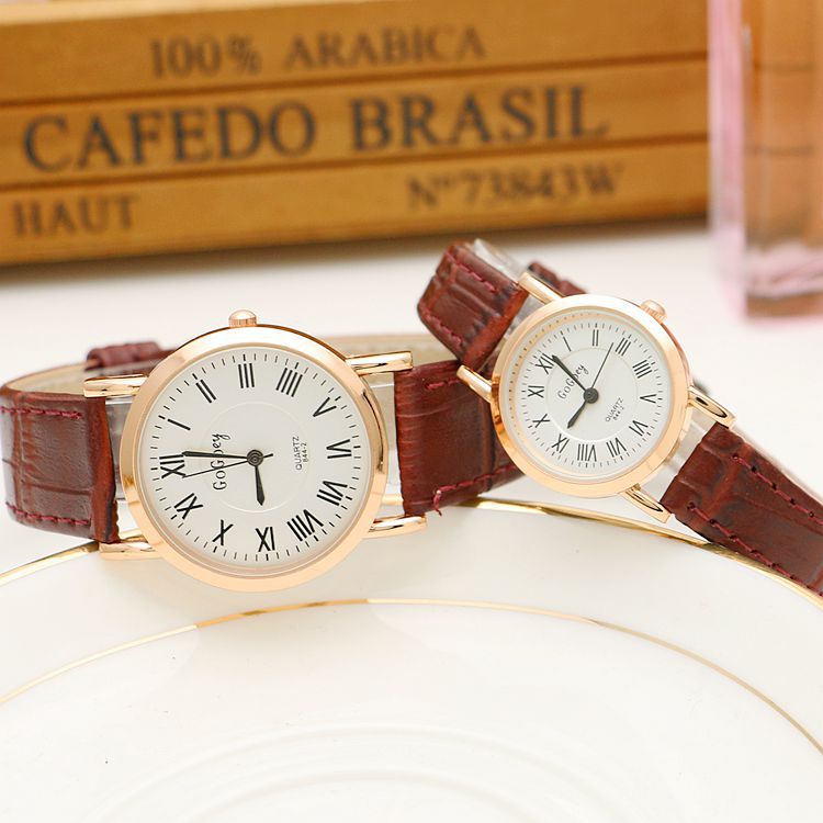 Verkoop Gogoey Romeinse Cijfers Paar Horloges Vrouwen Mannen Lover Couple Dress Quartz Horloge G844-2: Brown