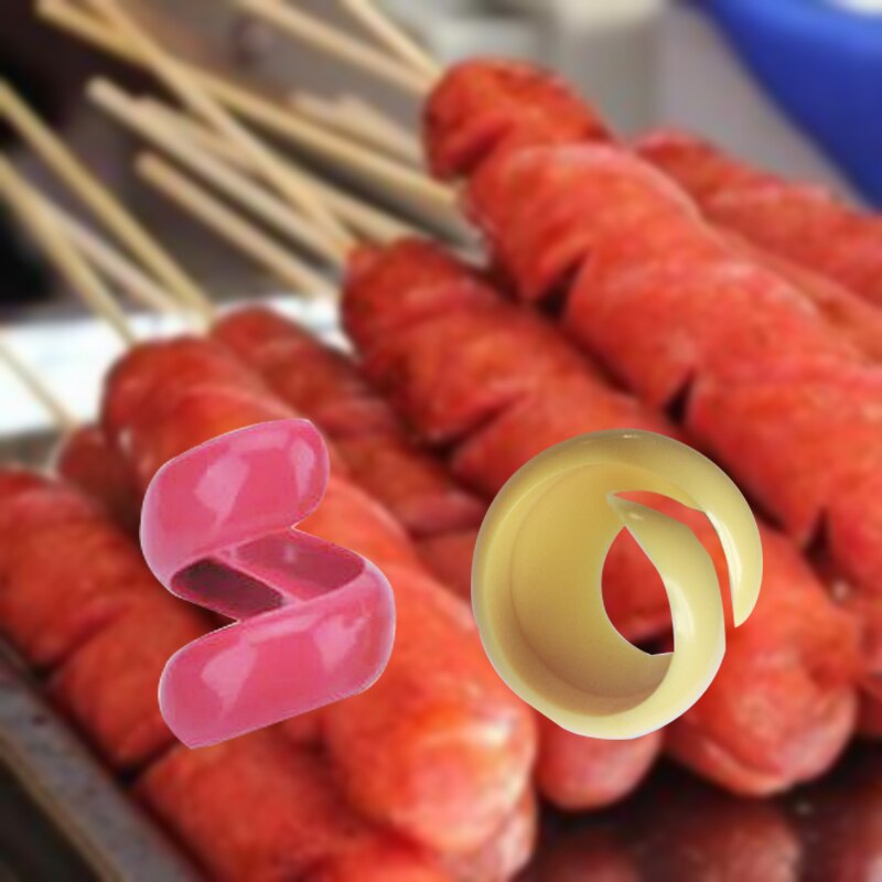 2 st manuell tjusig korvskärare spiral grill hundar skärare skärare kök skärande extra pryl frukt grönsaksverktyg 11