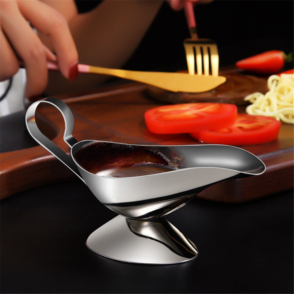 Recipientes de Molho de Barco de Aço inoxidável Prato de Mesa Acessórios de Cozinha Molho Barcos Cabo Fácil de Segurar