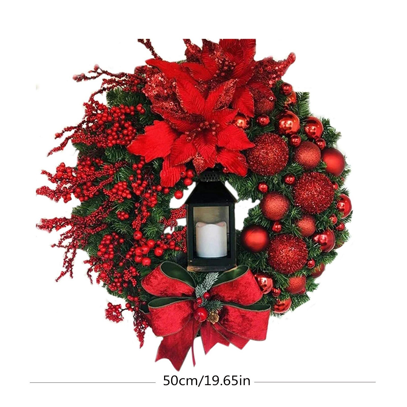 19.65in Christmas Garland With Candle Lights And Window Front Decorations Home Decor Christmas Garlands Farmhouse deco noel