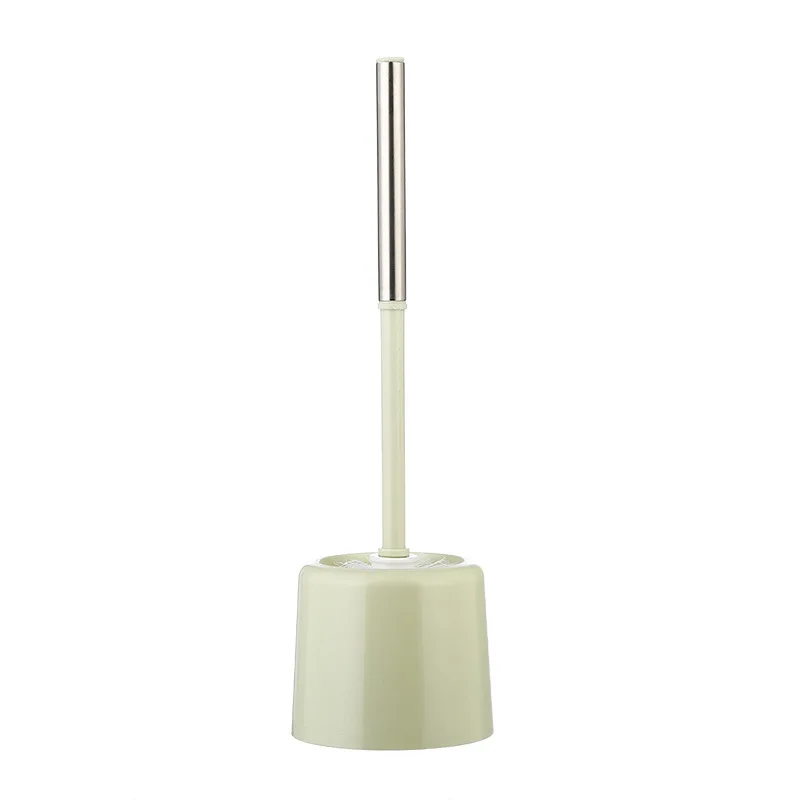 Baderomstilbehør toalettbørste med holder, flatt hode, fleksible børster, hullfri veggmontert toalettbørste med spalteplass: Svart