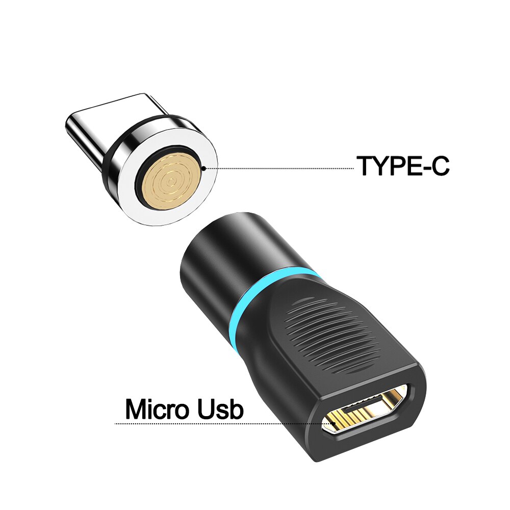 YKZ 3A Magnetic Adapter Micro to Type C to Type C Converter Micro to Lightning Magnet Adapter Data Transfer for iPhone Samsung: Micro to Type C