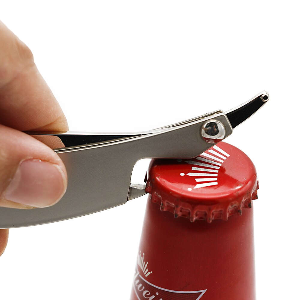 CestoMen-peine de Metal plegable para Barba multifuncional, peine de viaje de bolsillo, abrebotellas de acero inoxidable, herramienta para moldear bigote