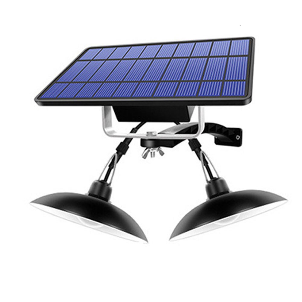 Solar Pendant Light Outdoor Indoor Hanging Solar Powered Shed Lights Waterproof Decoration Lamp For Barn Farm Garden Yard Patio: double head black / Cold White