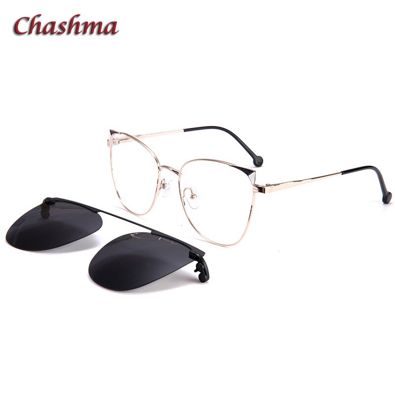 Chashma-Clips para gafas de sol con bisagra magnética para mujer, lentes ópticas graduadas, Ojo de gato, UV400: C3
