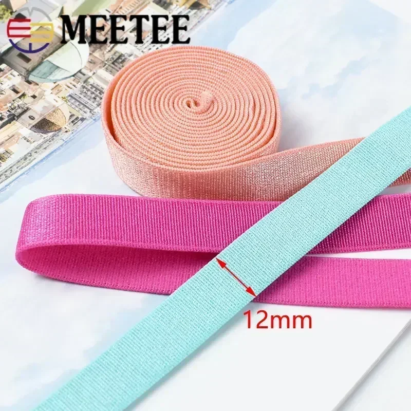 Bandas elásticas para ropa interior, sujetador, correa para el hombro, banda de goma para el pelo, pantalones, cinturón, correas elásticas de nailon, accesorio de costura, 5/10M, 12mm