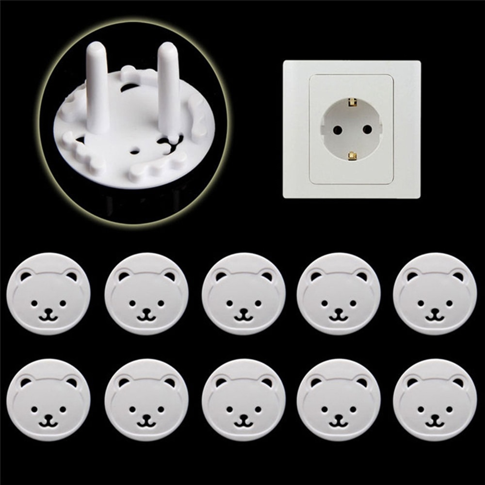 10pcs Baby Safety Child Electric Socket Outlet Plug Protection Security Two Phase Safe Lock Cover Kids Sockets Cute Cover Plugs