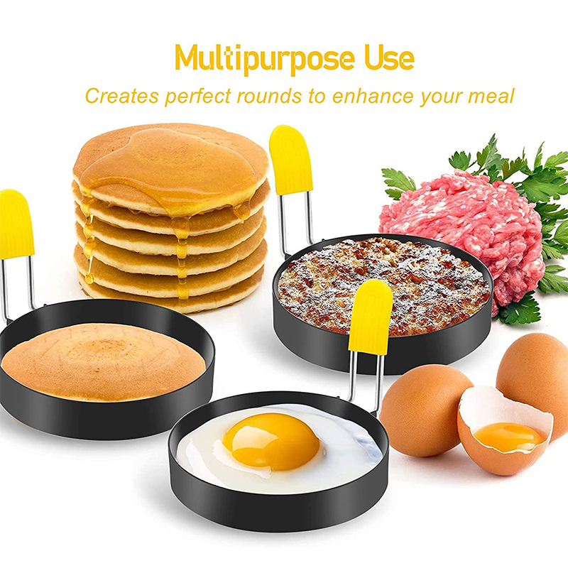 LMEETJMA 4 Uds anillos de huevo para freír huevos anillo redondo antiadherente de acero inoxidable para cocinar huevos para freír huevos y huevos Mcmuffins JT86