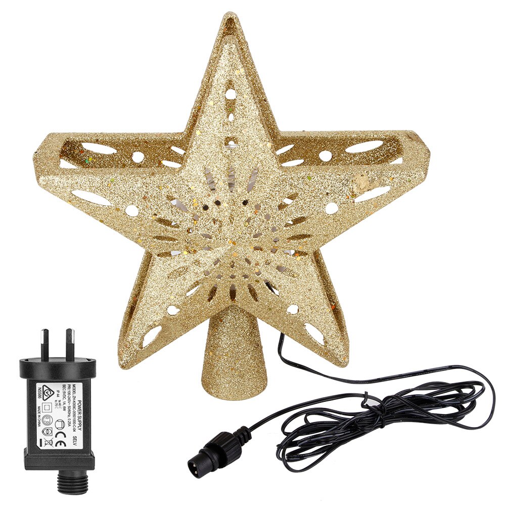 1PC 100-240V LED hueco estrella copo de nieve Luz de proyector rotación lámpara para la parte superior del árbol de Navidad sobresalen por: AU