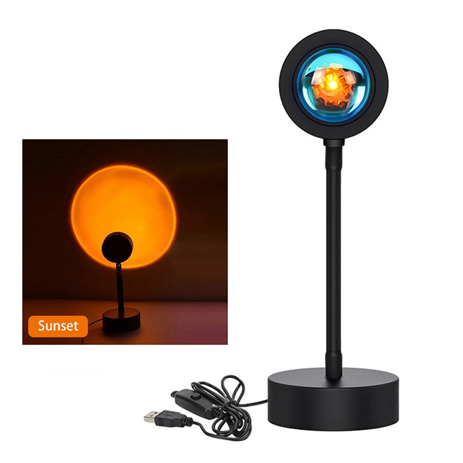 Zonsondergang Rode Led Nachtlampje Zon Projectie Usb Rainbow Projector Wanddecoratie Verlichting Bureaulamp Voor Slaapkamer Bar Koffie Winkel: Sunset