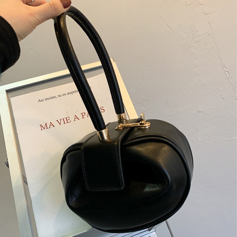 Kupplung Frauen Tasche retro lässig Handtasche Schulter Taschen Weibliche Leder Solide Subaxillary Tasche Neue Mini Knödel Tote Geldbörse: Schwarz  Schulter Tasche